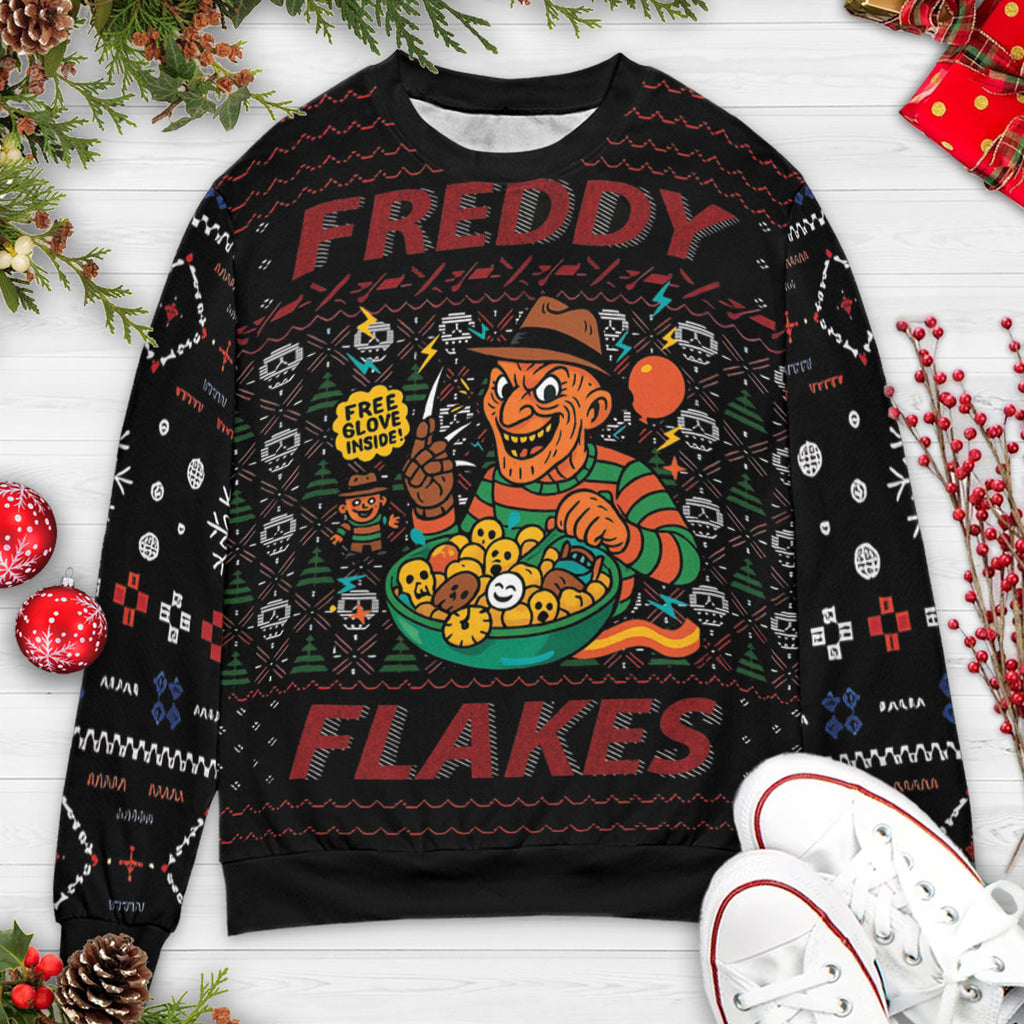 Freddy Flakes A Nightmare on Elm Street Ugly Christmas Sweatshirt