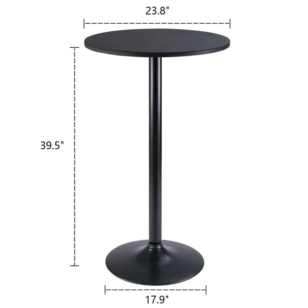 Round Bar-Height Bistro Pub Table With Metal Base And MDF Top, 23.8 x 23.8 x 39.5 Inch