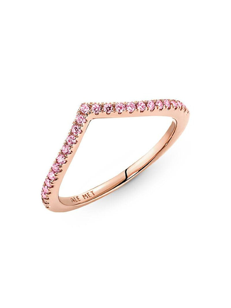 Rose Gold-Plated Pink Wishbone Ring