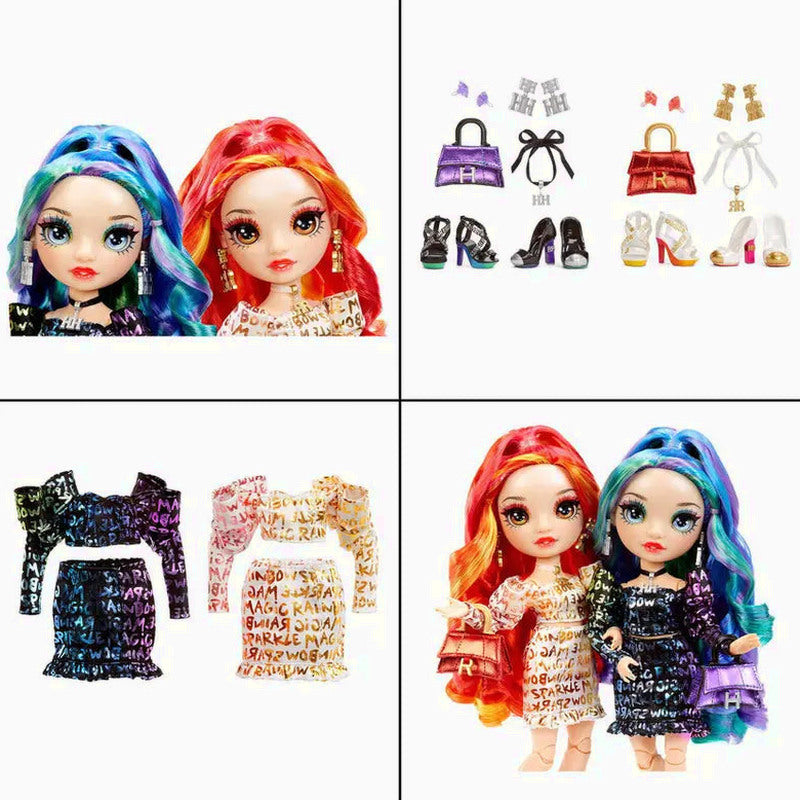 Rainbow High Twin Fashion Dolls, Laurel & Holly De'Vious, 2-Pack - Special Edition
