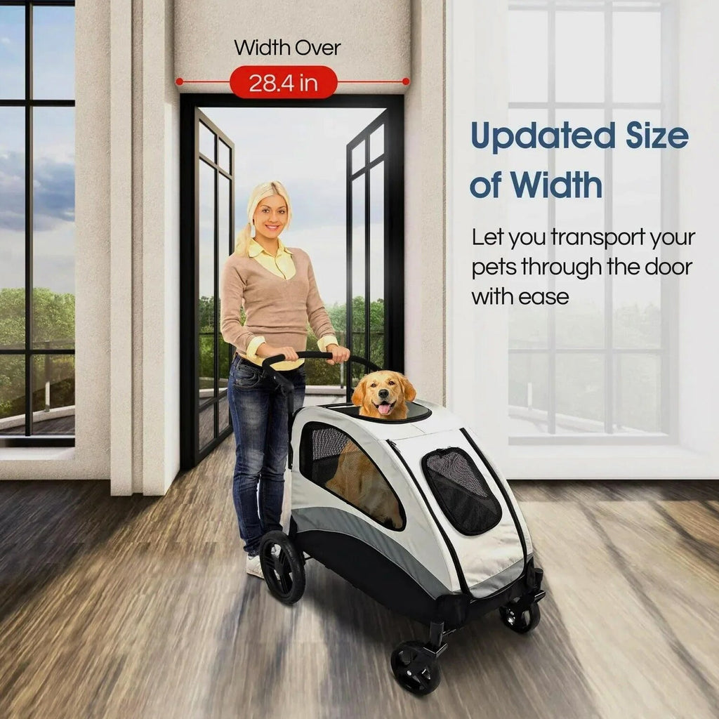 Poloma Foldable Pet Stroller For Large Or 2 Dogs Cats, Gray - GS-307Z