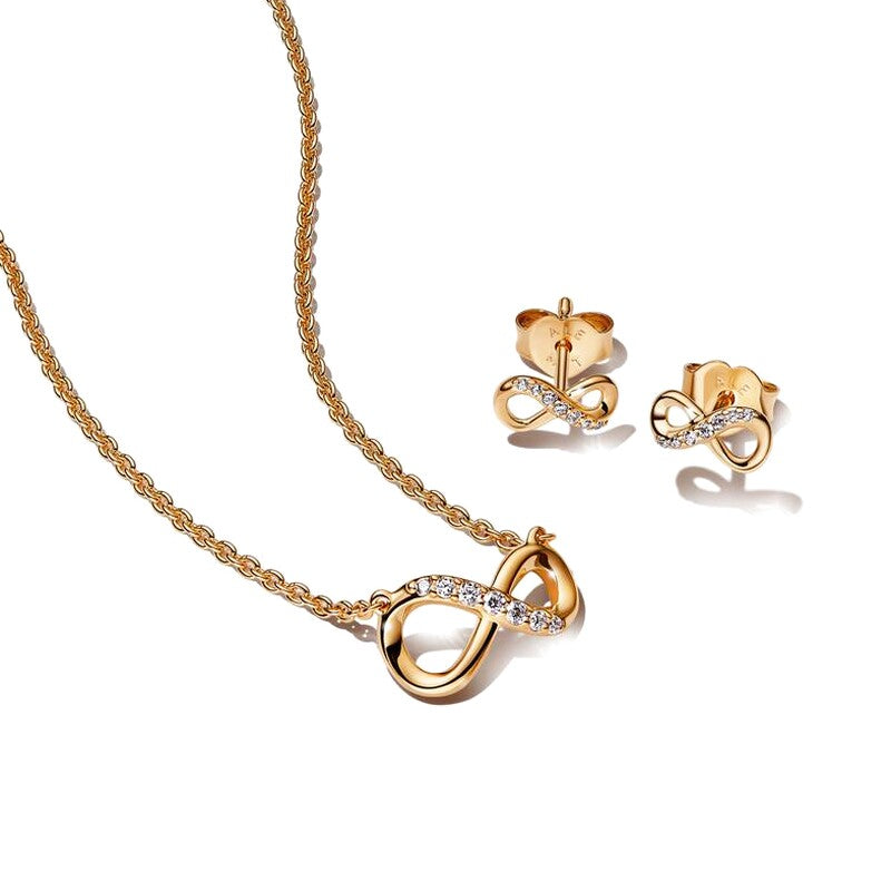 Gold Tone Infinity Necklace and Earring Set