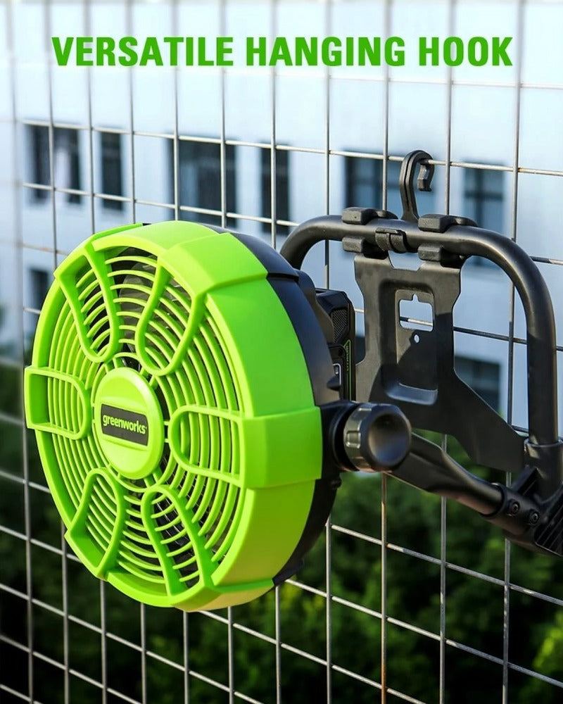 Greenworks 24V 10in 5-Speed Fan 500 CFM With 2.0Ah USB Battery And Charger