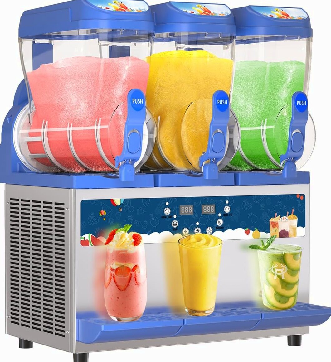 AnyDoor Commercial Slushy Machine, 30L, 1000W, Stainless Steel, Blue - 300-X