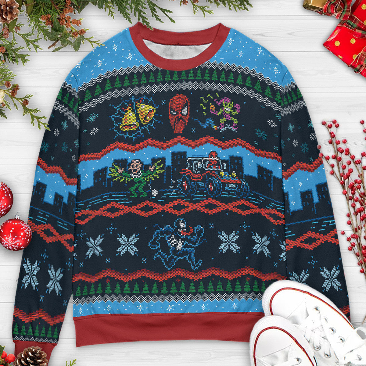 Spidey bells, Goblin smells Spiderman Green Goblin Marvel Character Ugly Christmas Sweatshirt