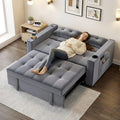 3-in-1 Pull-Out Sofa Bed With Charging Station, Cup Holder And Side Storage - 70in Grey