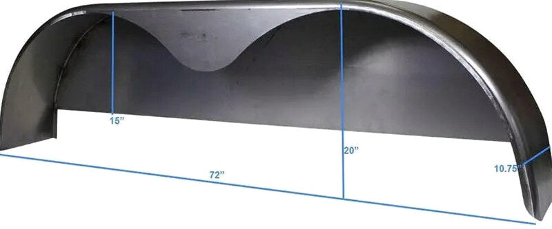 Steel Tandem-Axle Trailer Fender 72 x 10-3/4 in, 2-Pack - Welded Back Plate Design