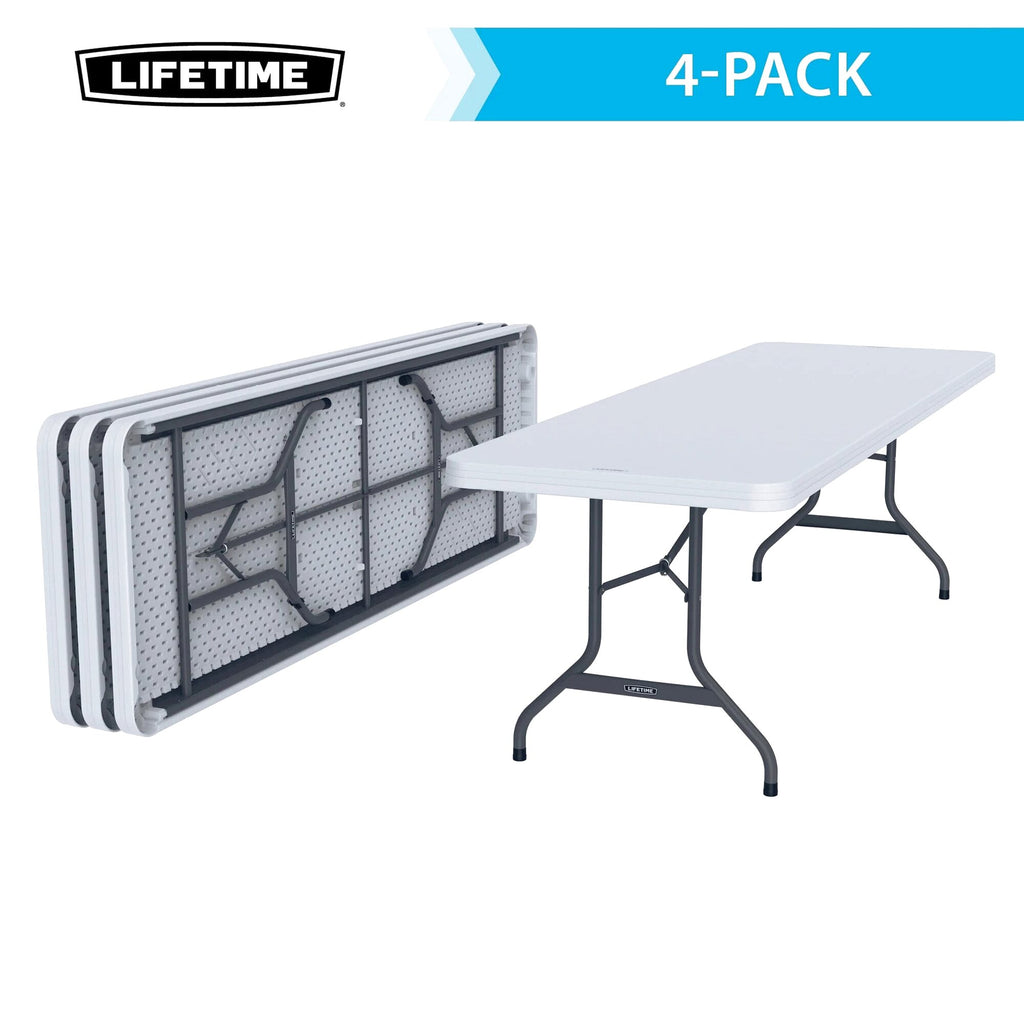 Lifetime 4 8-Foot Rectangle Folding Tables And 32 Chairs Set, White Granite - 80147