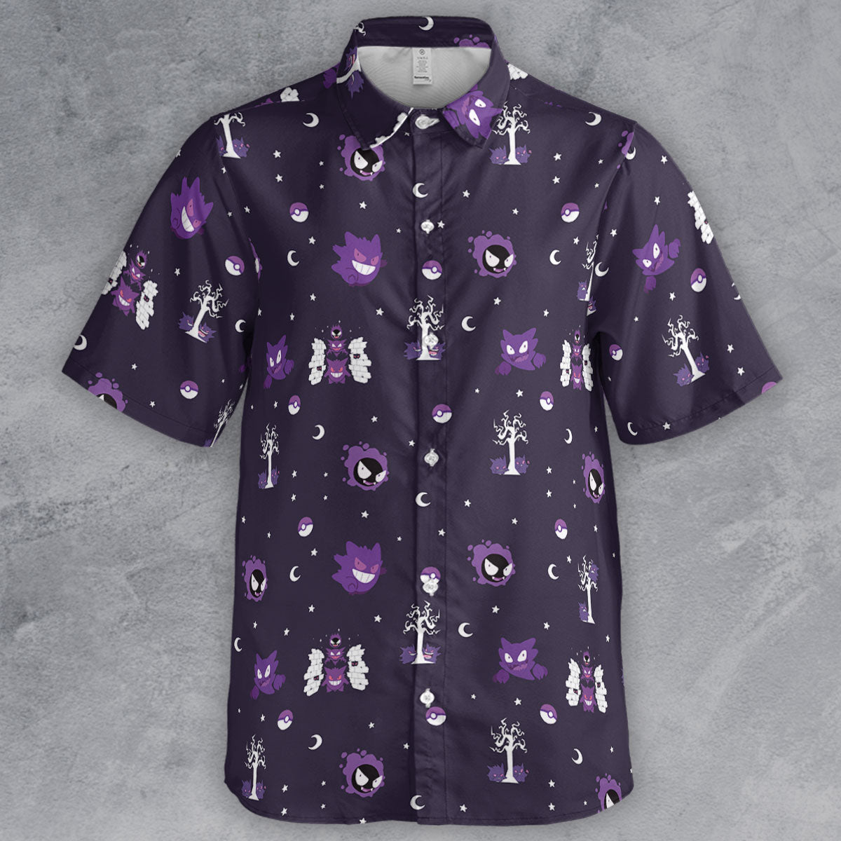 Gengar Pokemon Pattern Button Down Shirt