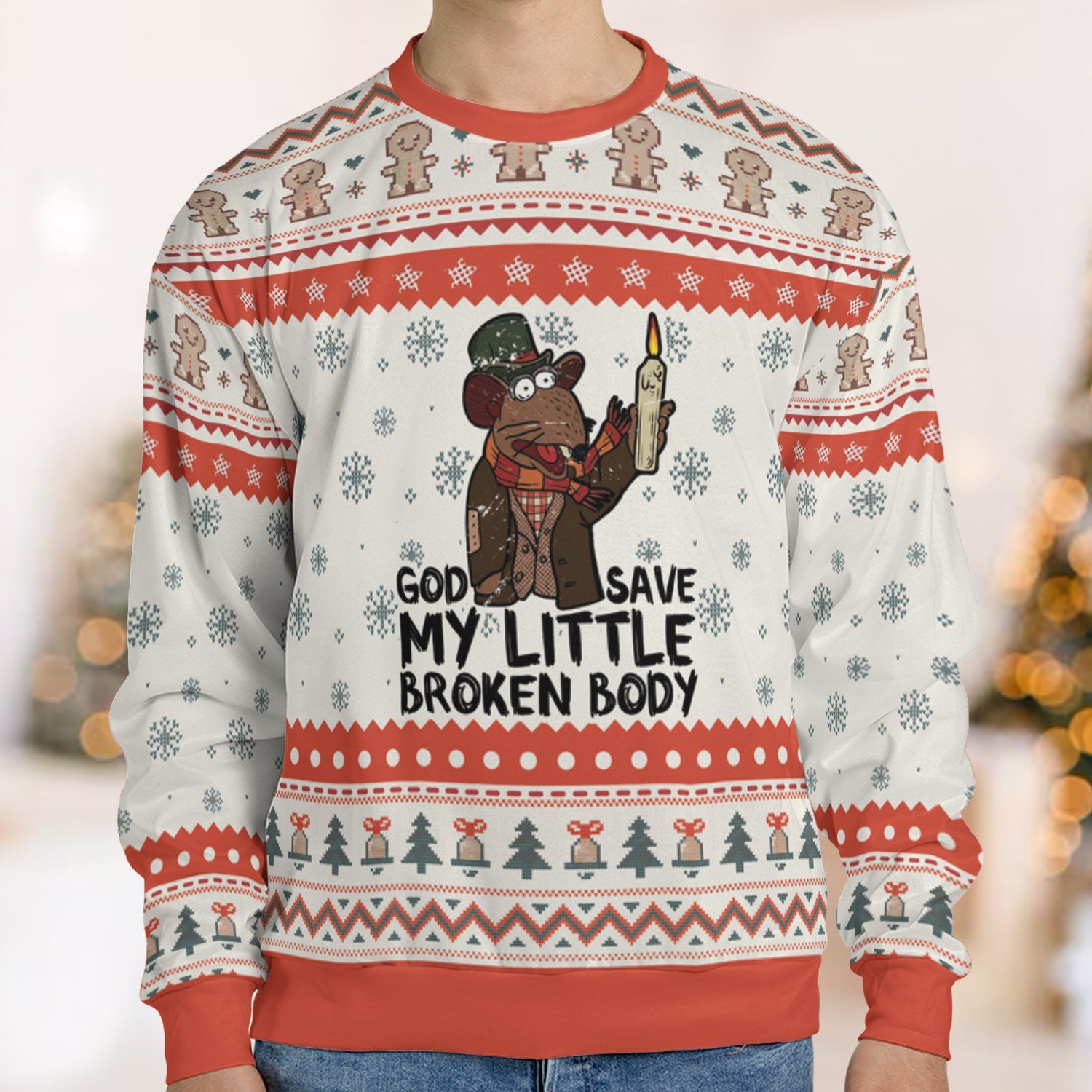 God Save My Little Broken Body Ugly Christmas Sweatshirt