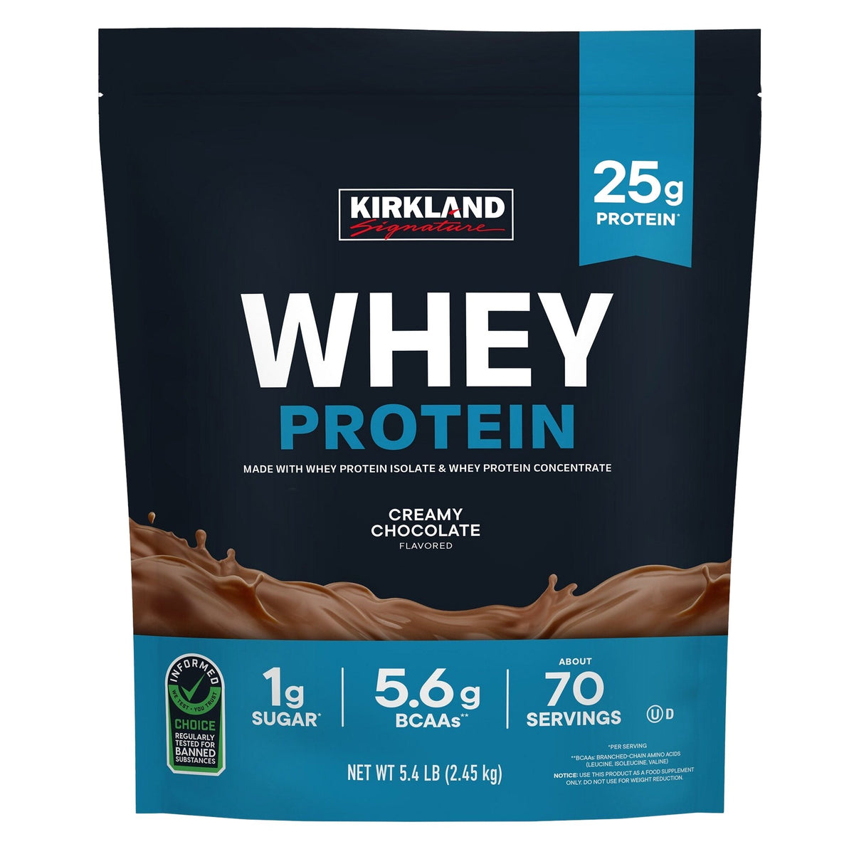 Kirkland Signature Whey Protein, Creamy Chocolate, 5.4 lbs
