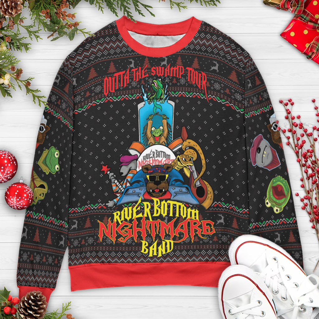 Riverbottom Nightmare Band Emmet Otter's Jug-Band Christmas Ugly Christmas Sweatshirt
