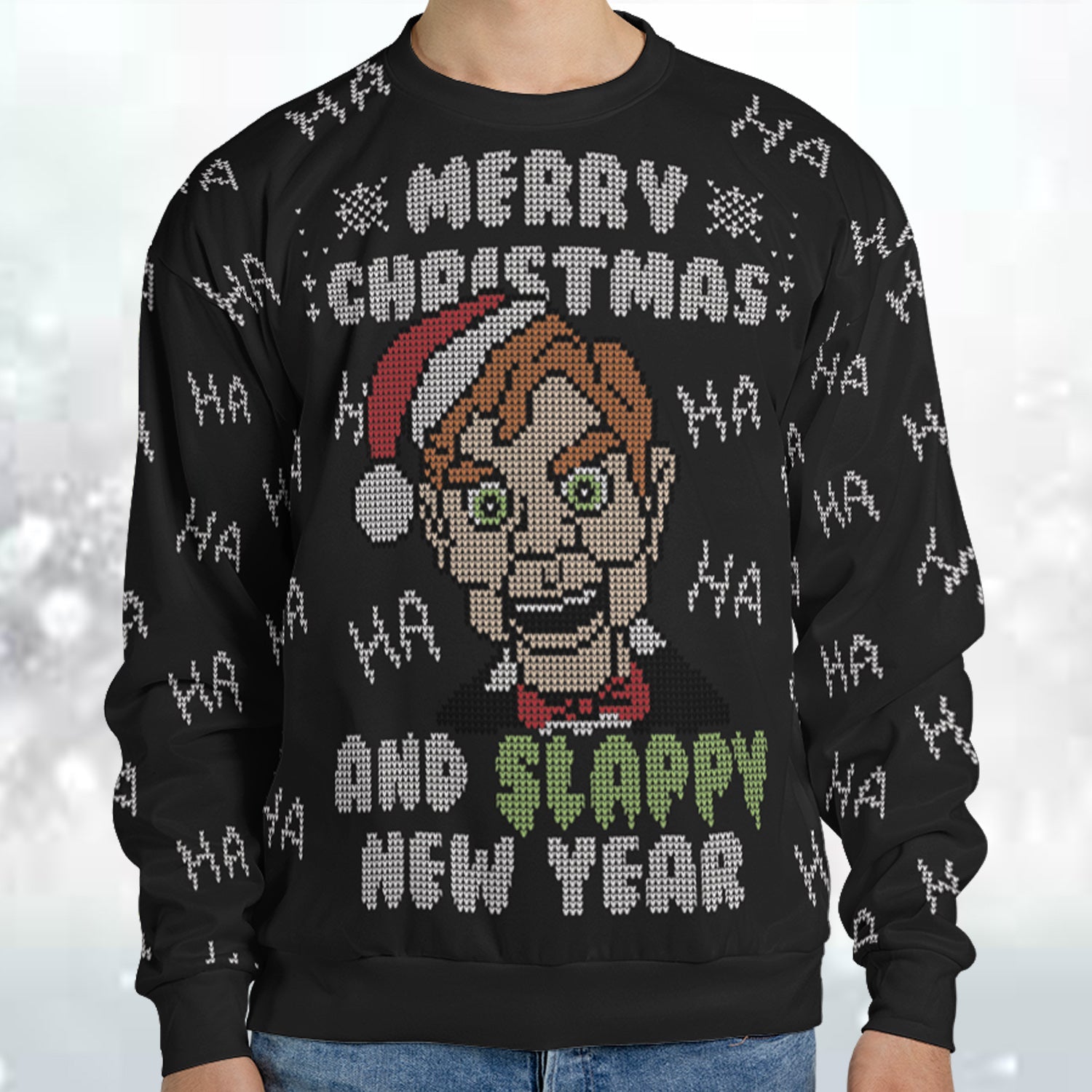 Slappy New Year Goosebumps Ugly Christmas Sweatshirt