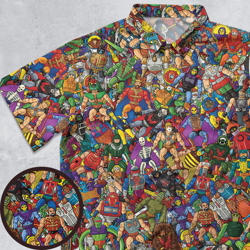 MOTU's Characters Figure Pattern He-man and The Masters of The Universe Button Down Shirt