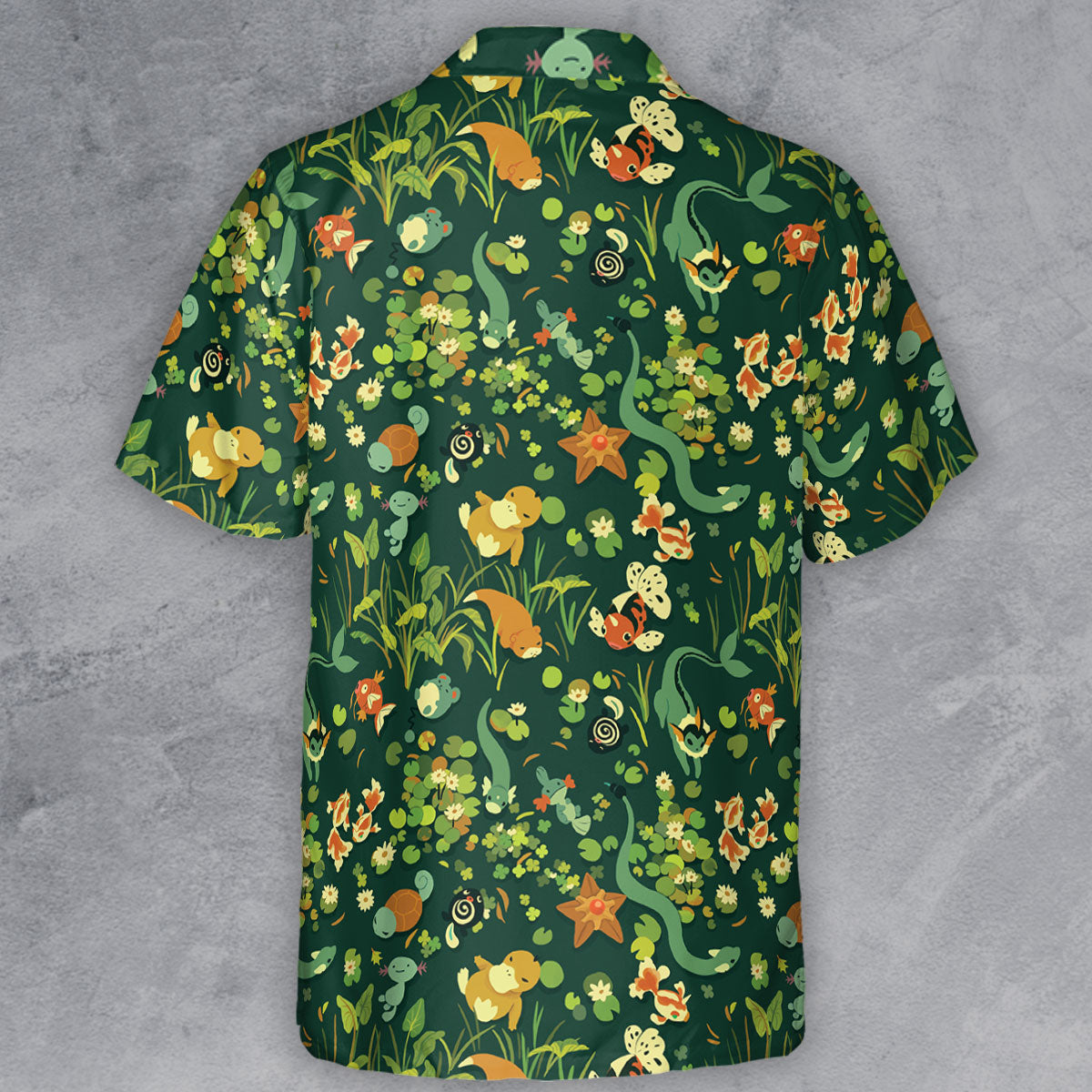 Floating In A Pond Magikarp Psyduck Vaporeon Water Pokemon Button Down Shirt