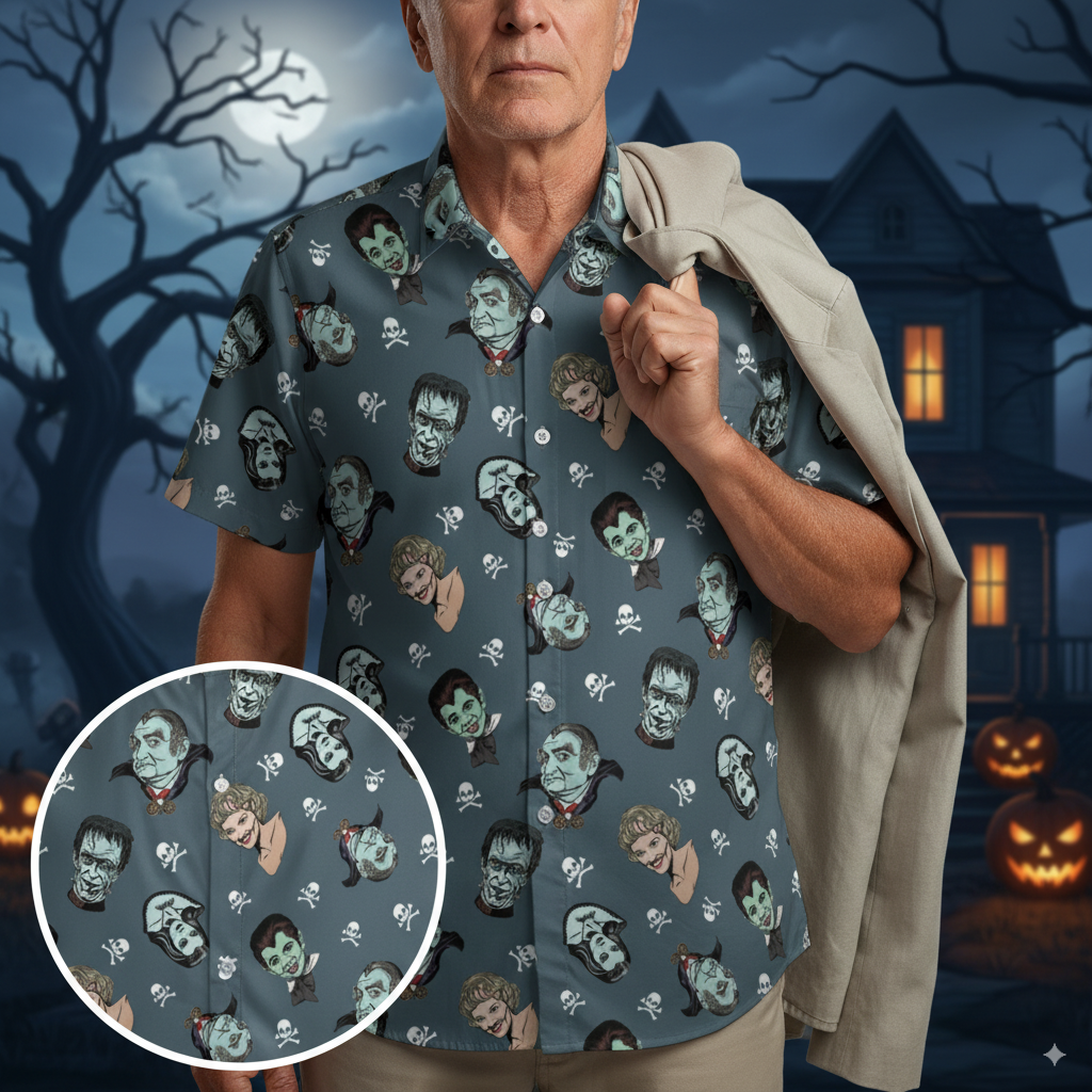 The Munsters Characters Button Down Shirt