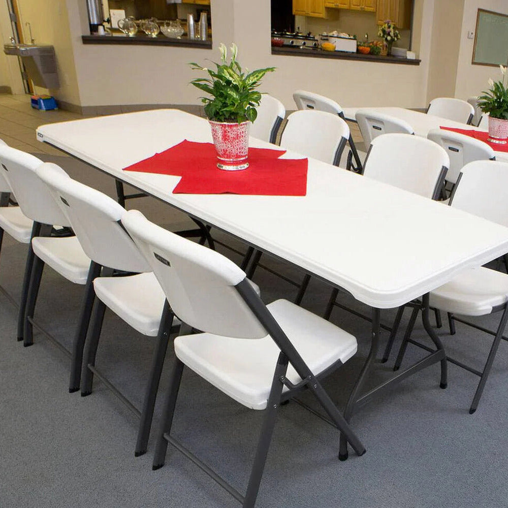 Lifetime Commercial Nesting Folding Table 4-Pack, 96 in. x 30 in., White Granite - 8-Foot