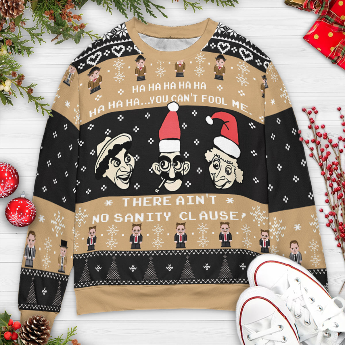 Sanity Clause The Marx Brothers Ugly Christmas Sweatshirt