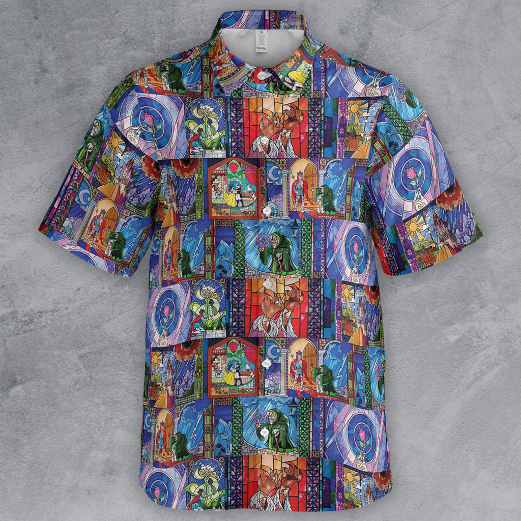 Beauty And The Beast Story Windows Button Down Shirt