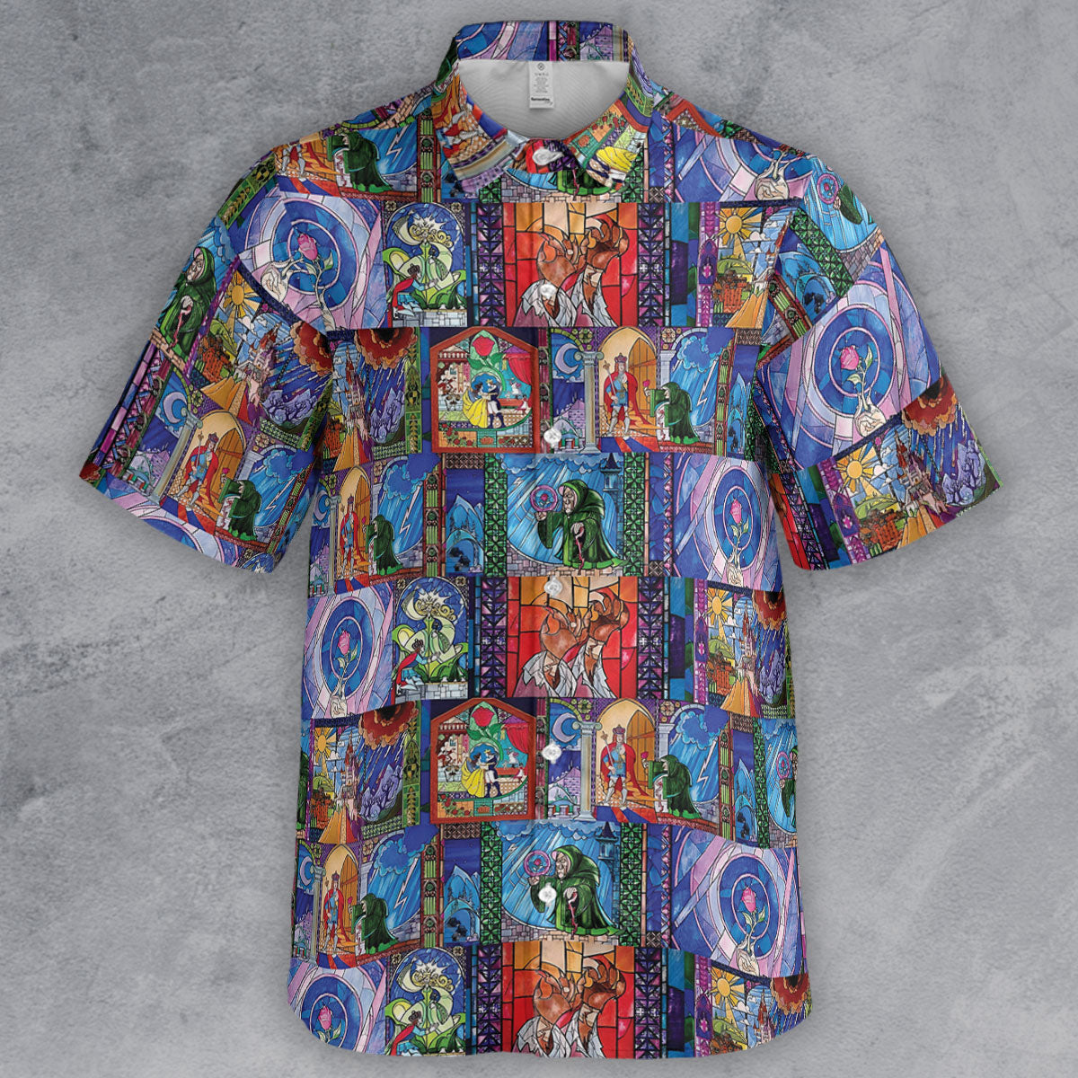 Beauty And The Beast Story Windows Button Down Shirt