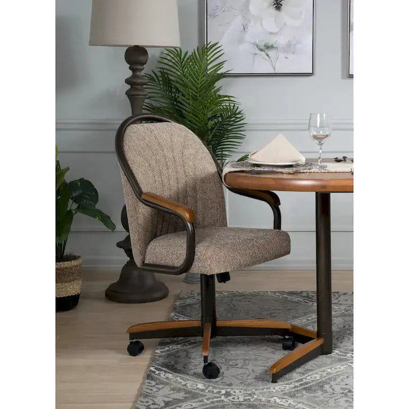 Swivel And Tilt Rolling Caster Chair With Cushioned Seat - Casual Dining Office Or Home Use
