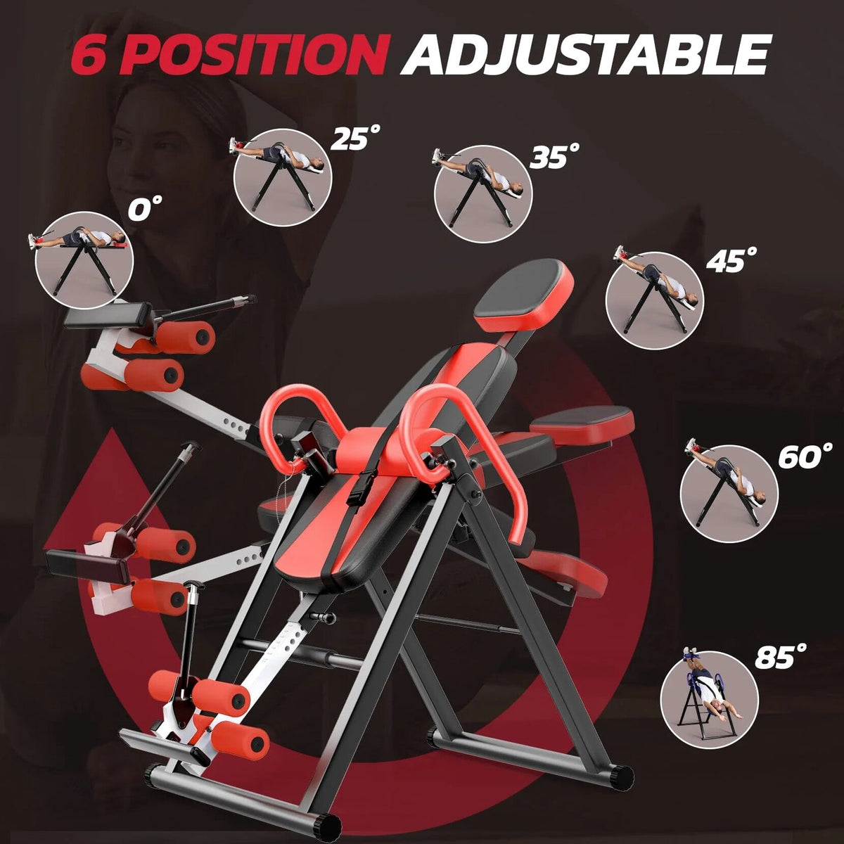 YOLEO Adjustable Inversion Table - 300-Pound Capacity