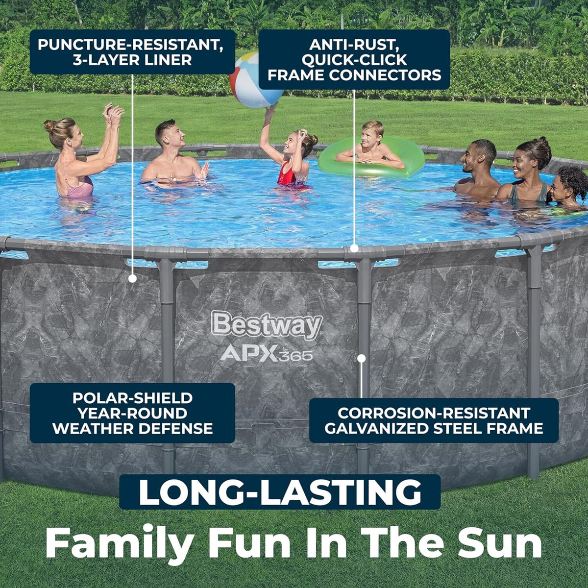 Bestway Above Ground Pool Set, 18 ft x 52 in, Dark Marble - APX 365