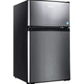 Compact 3.1 Cu.Ft 2-Door Mini Fridge With Freezer Compartment, LED Light, Stainless Steel Sliver - HPVFR310
