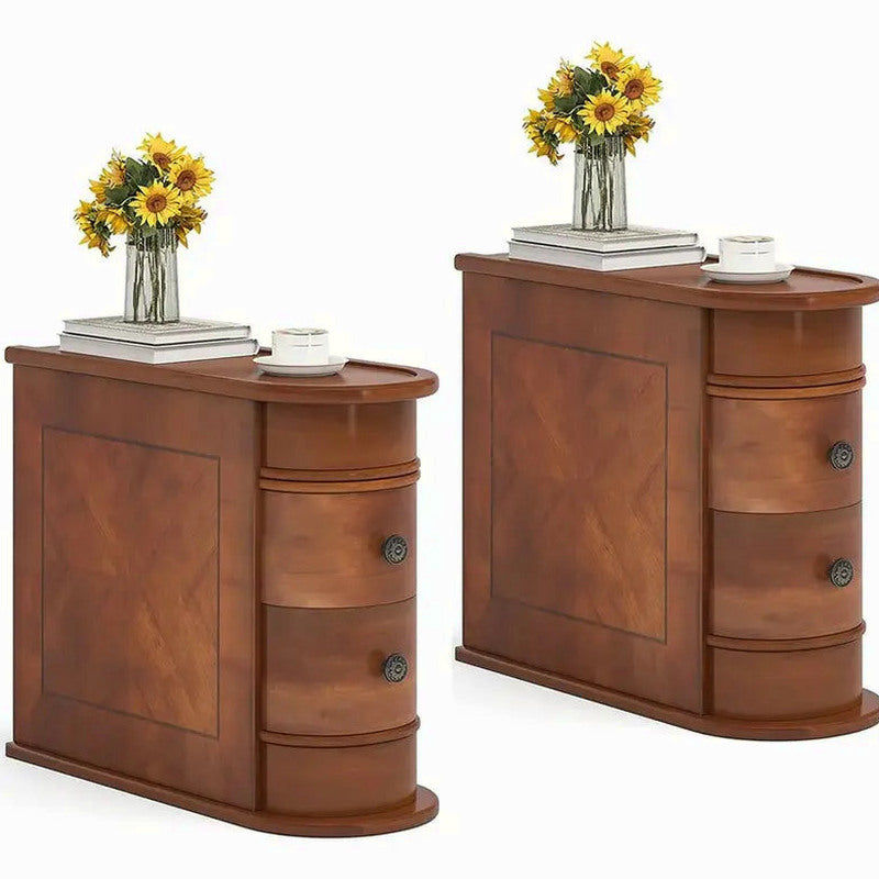Solid Wood Chairside End Table, Two Drawers, 23.62'D x 10.63'W x 23.62'H