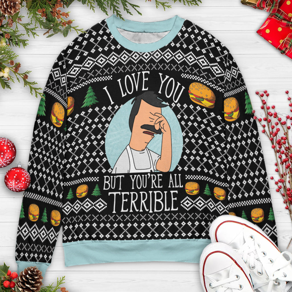 I Love You Bob's Burger Ugly Christmas Sweatshirt
