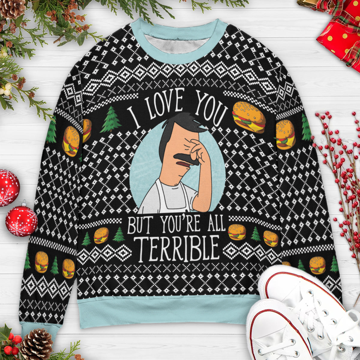 I Love You Bob's Burger Ugly Christmas Sweatshirt