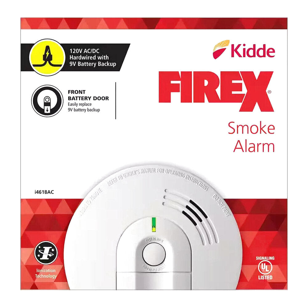 Kidde Firex Hardwired Ionization Smoke Detectors With Battery Backup, 4-Pack - i4618