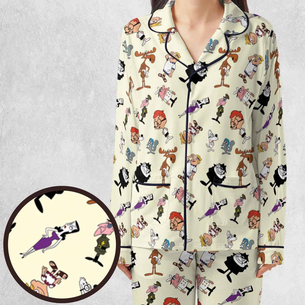 60s The Adventures Of Rocky And Bullwinkle and Friends Pajamas Set