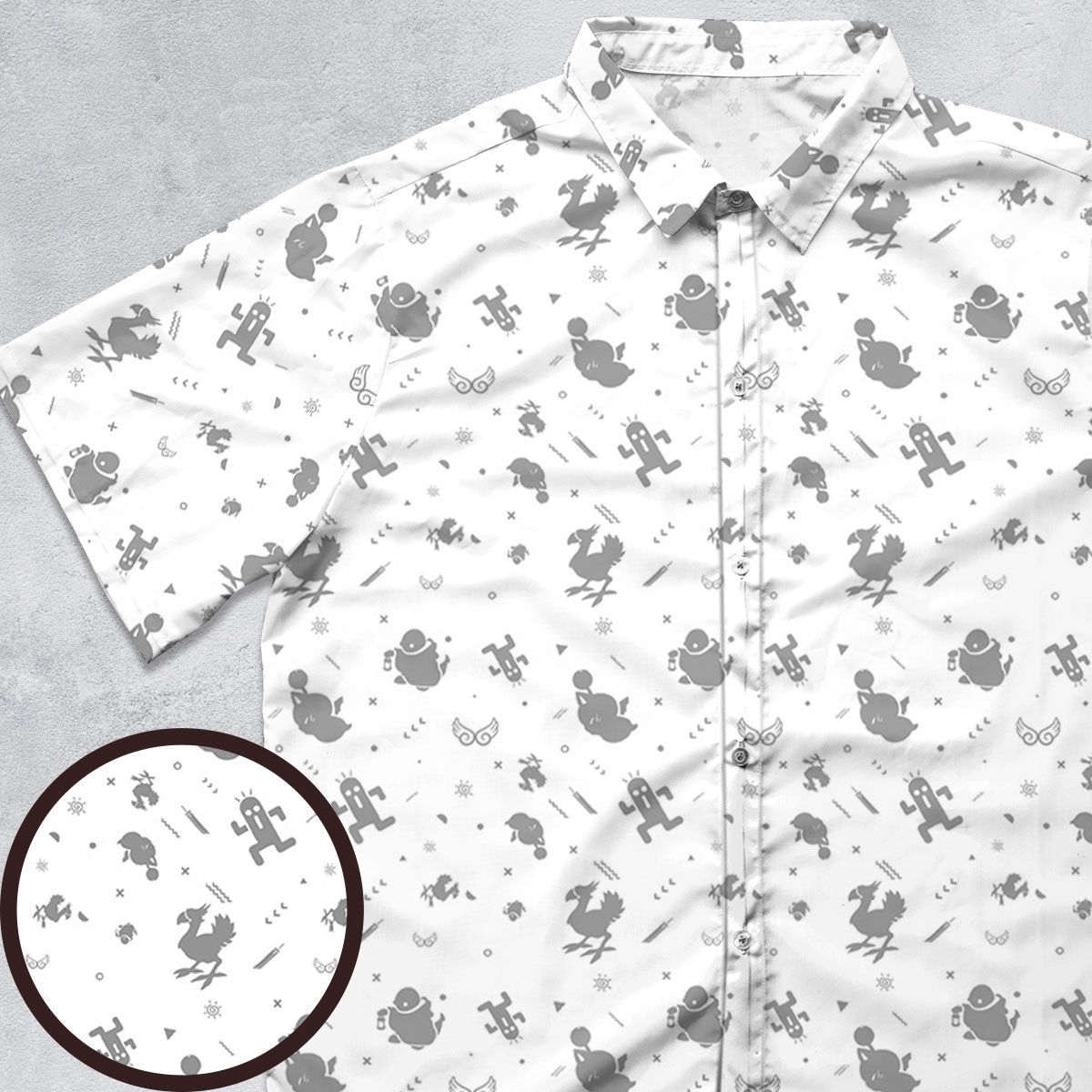 Final Fantasy Creatures Pattern Button Down Shirt
