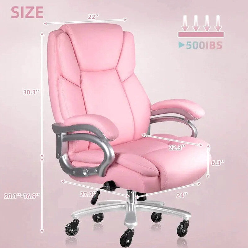 Bossin Big & Tall Executive Office Chair, 500-lb Capacity, PU Leather - Adjustable Lumbar Support