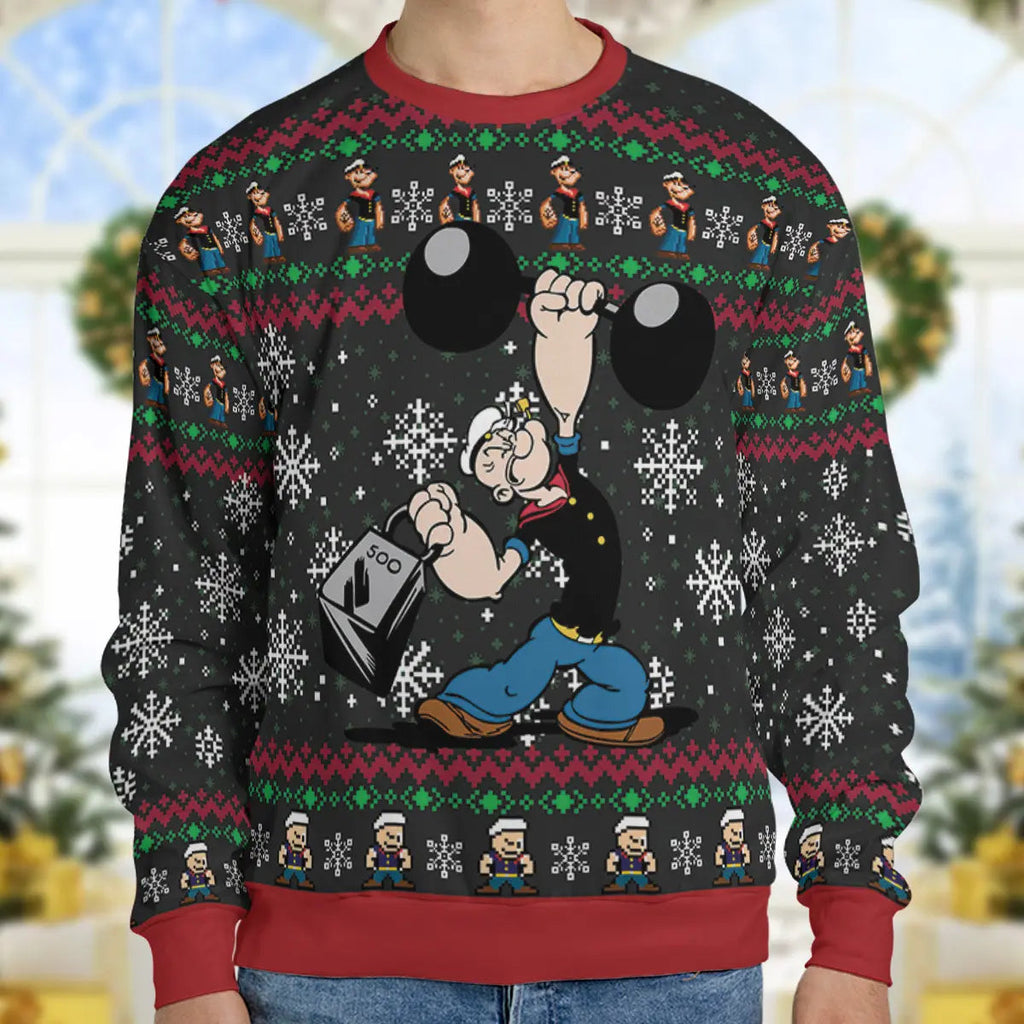 Holiday Hero Popeye Ugly Christmas Sweatshirt