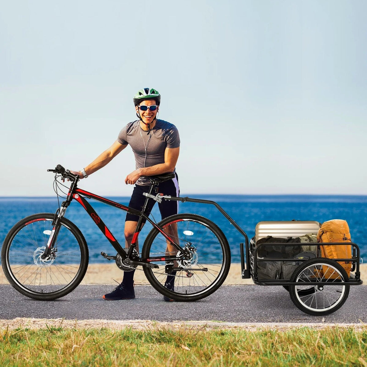 Ktaxon Two-Wheel Bicycle Cargo Trailer, Black, 16 in Inflatable Wheels