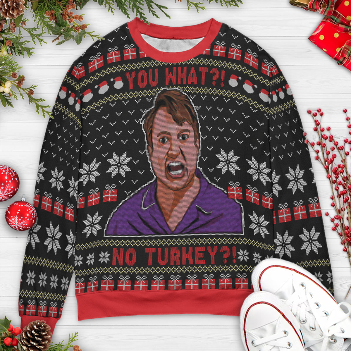 No Turkey Peep Show Ugly Christmas Sweatshirt