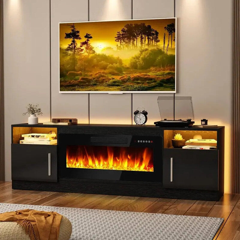 Bossin 70in Fireplace TV Stand With 16-Color LED Lighting