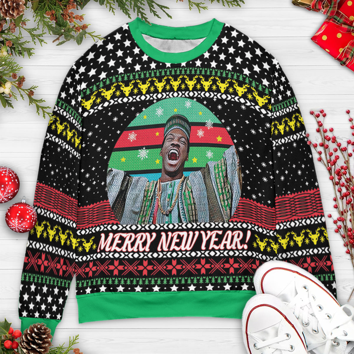 Merry New Year Trading Places Ugly Christmas Sweatshirt