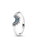 Sterling Silver Blue Crescent Moon Ring