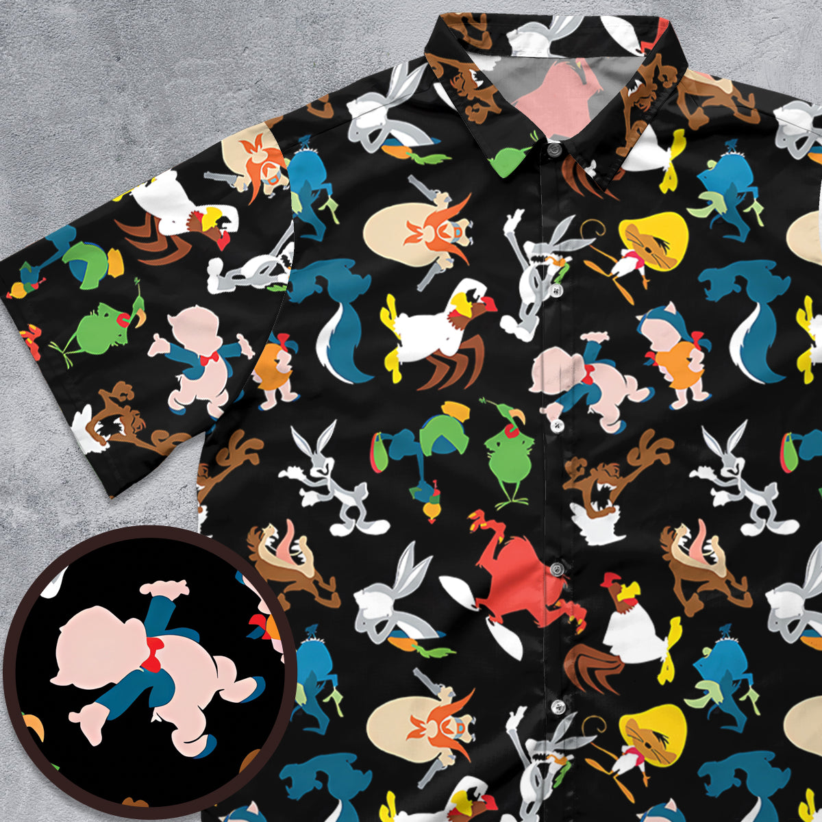 Looney Tunes Identity Pattern Button Down Shirt