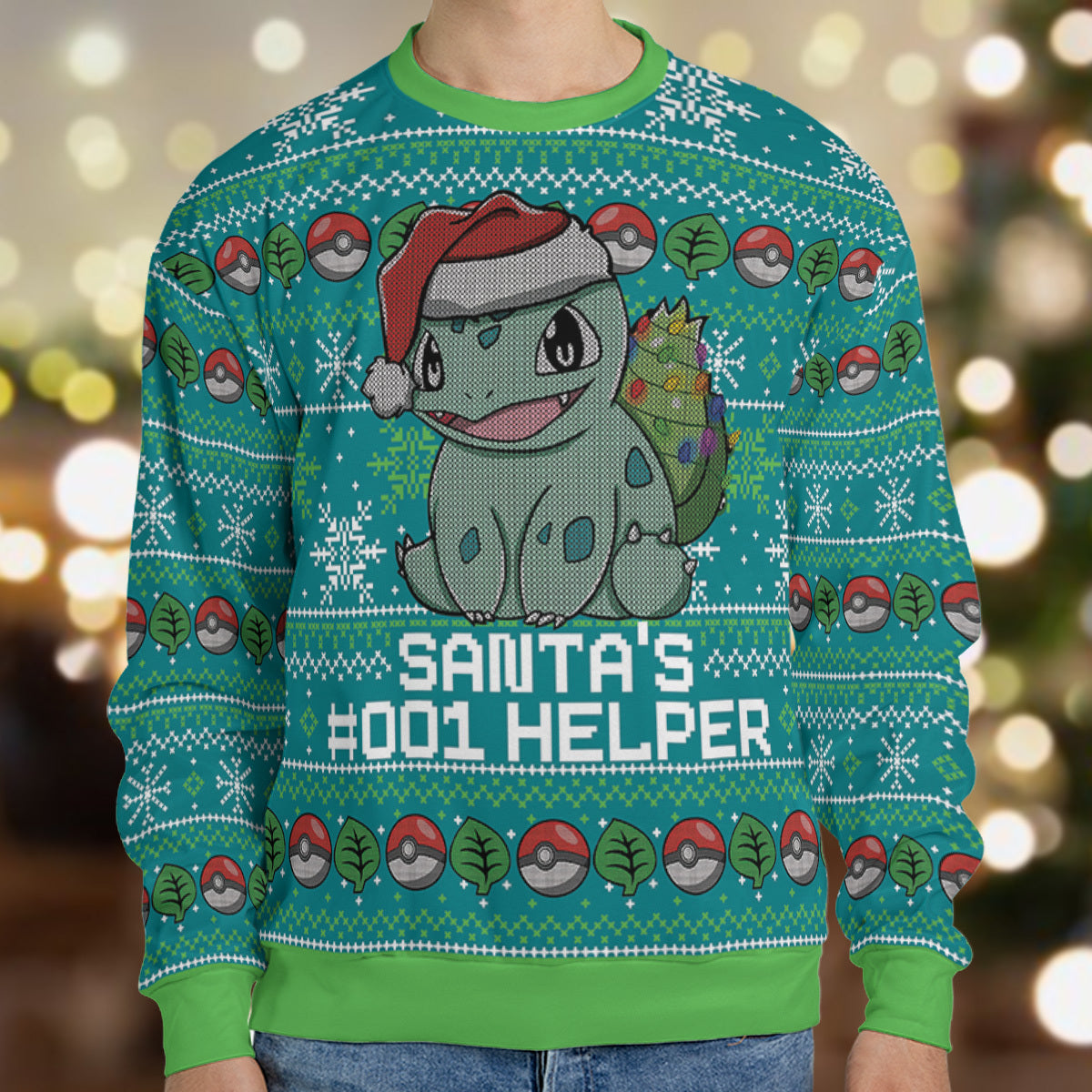 Santa's 001 Helper Bulbasaur Ugly Christmas Sweatshirt