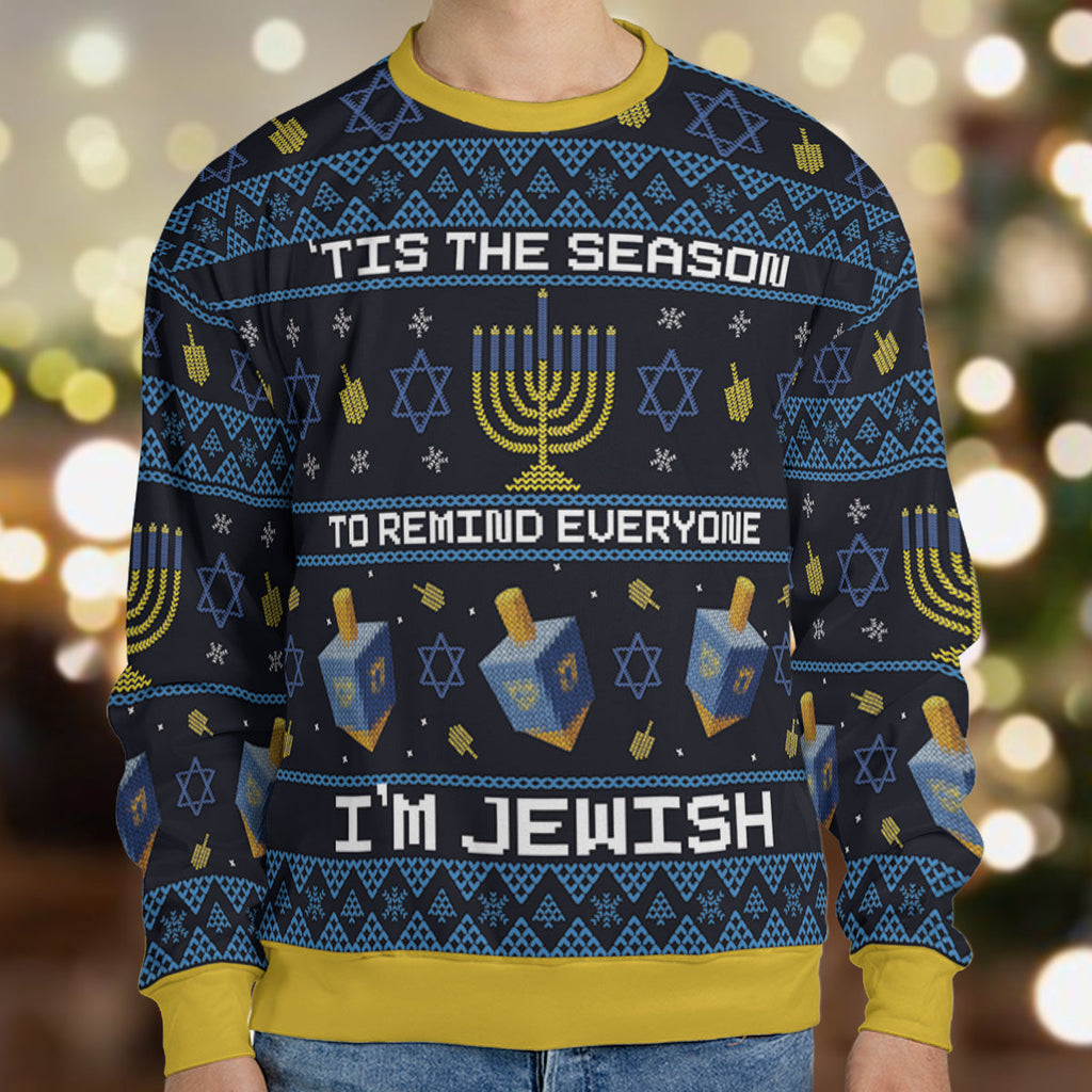 Nostalgic 80s Eight Crazy Nights Hanukkah Ugly Christmas Sweatshirt