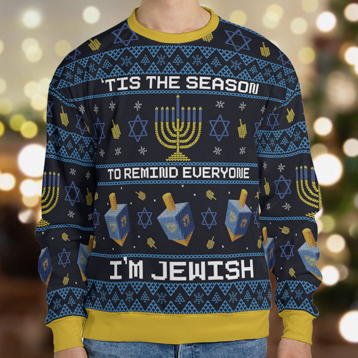 Nostalgic 80s Eight Crazy Nights Hanukkah Ugly Christmas Sweatshirt