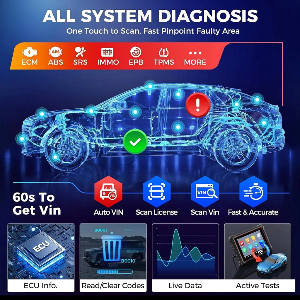 Autel MaxiCOM MK900 Automotive Diagnostic Scan Tool With 40+ Service Functions And Active Tests - MK900