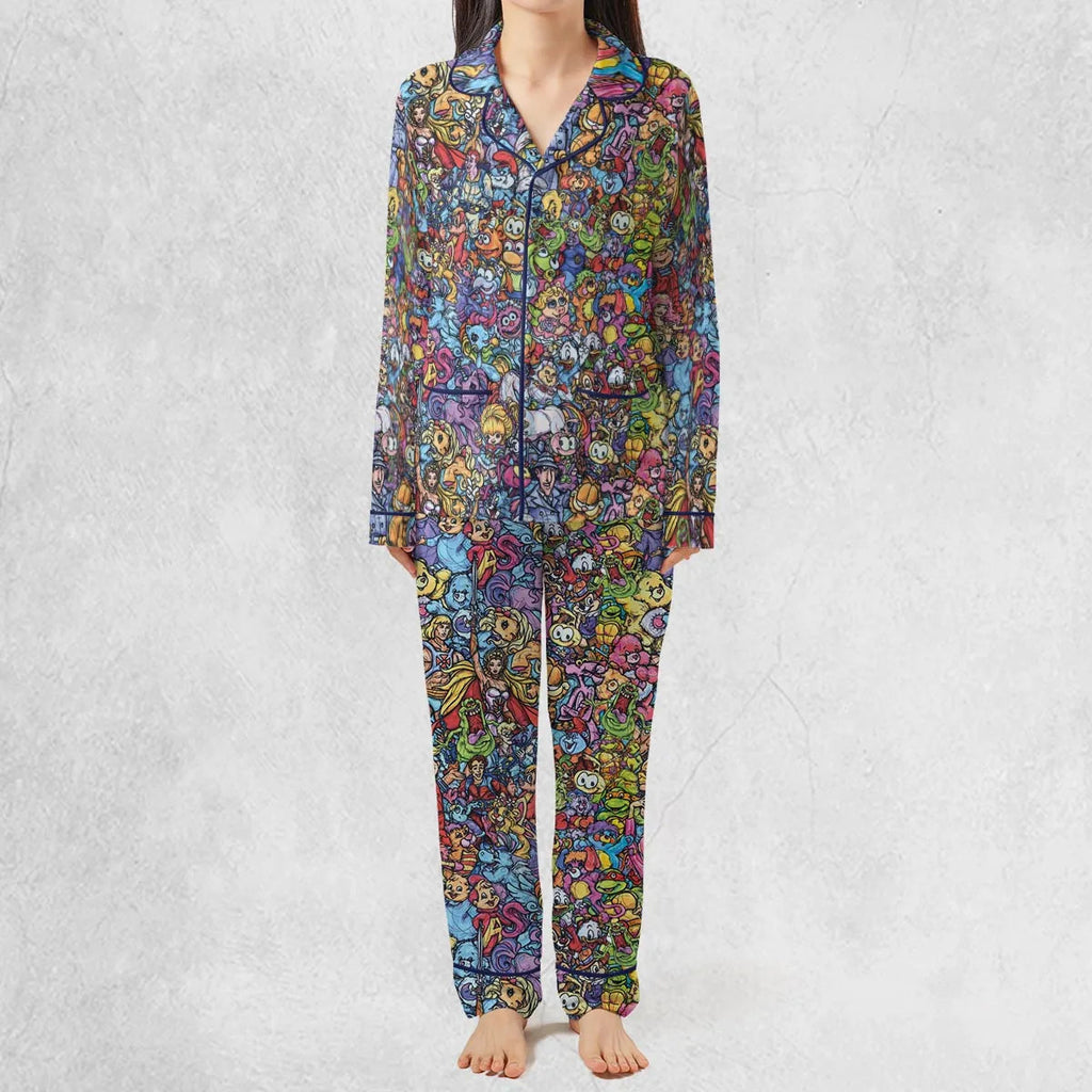 80s Throwback Cartoon Pattern Pajamas Set