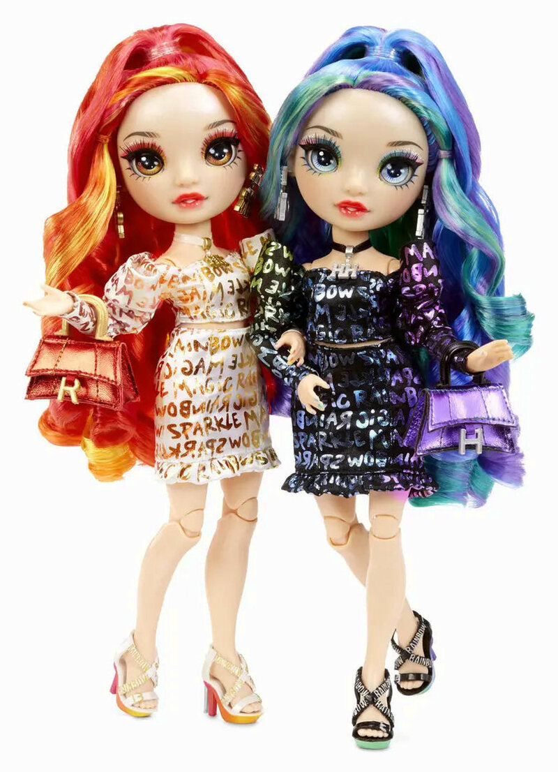 Rainbow High Twin Fashion Dolls, Laurel & Holly De'Vious, 2-Pack - Special Edition