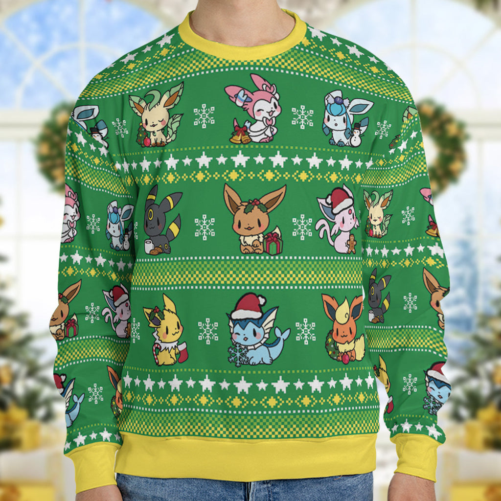 Eevee Merry Christmas Pokemon Ugly Christmas Sweatshirt