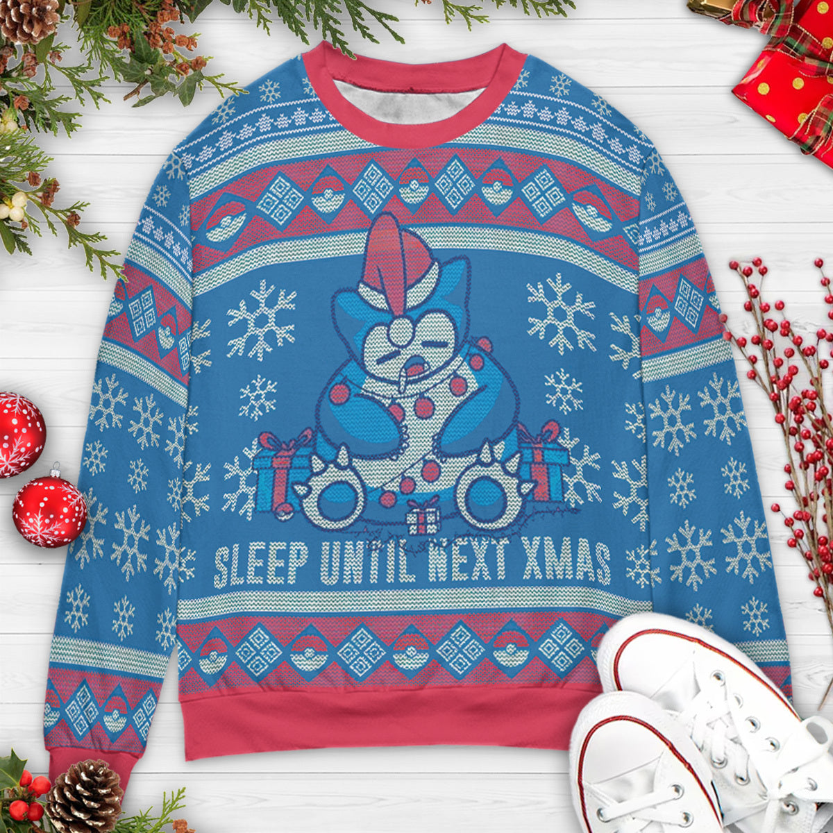 Sleep Until Next Christmas Pokemon Ugly Christmas Sweatshirt